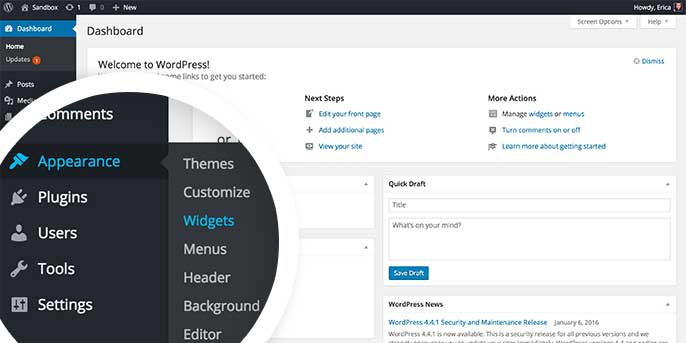 To configure your Envira Gallery widget you'll need to navigate to the Widgets screen in the WordPress admin.