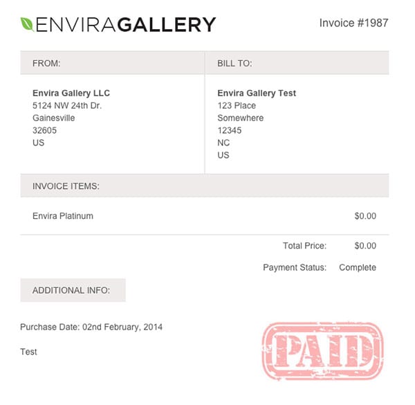 Invoice-in-Envira-Gallery