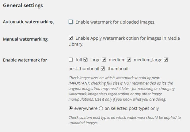 Image Watermark Settings