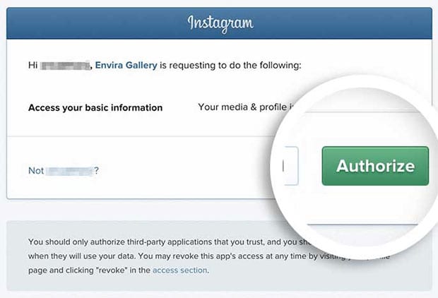 Authorize Instagram Photos
