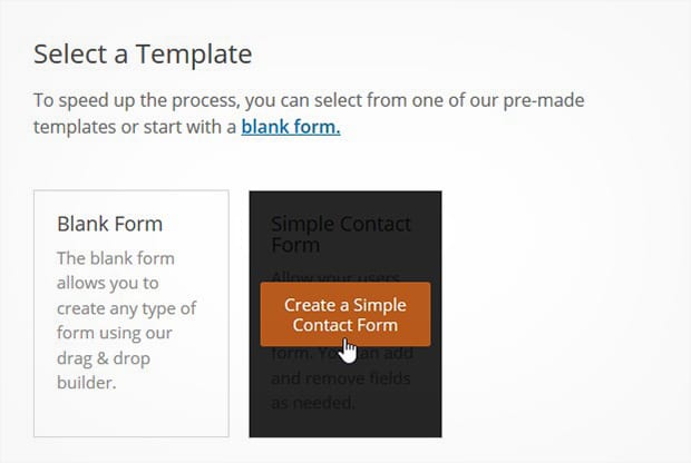 Select Contact Form Template