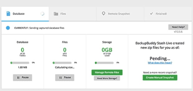 Stash Live Backup Progress