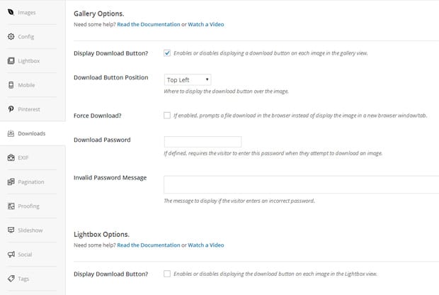 Downloads Addon Settings