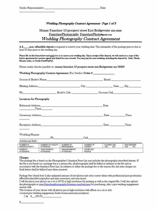 Photography Contract Agreement Template