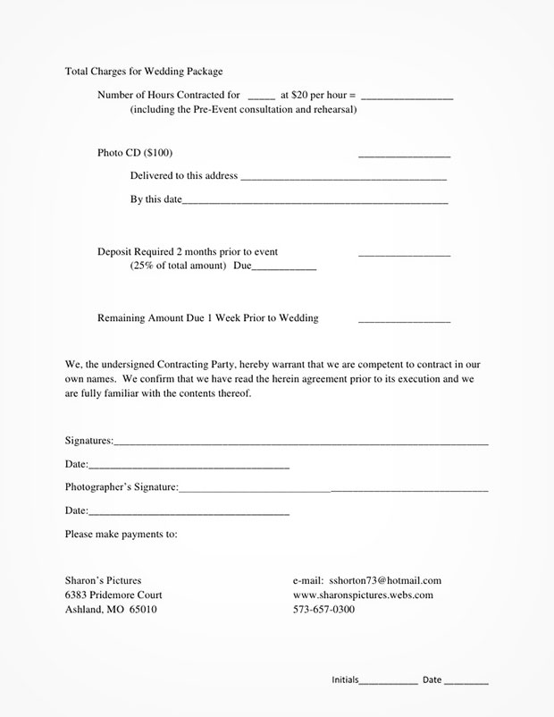 photography contract template free