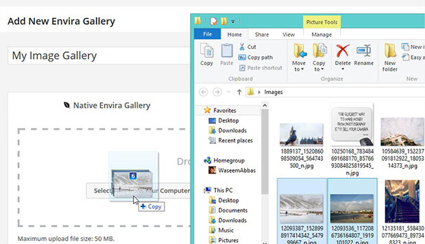Adding images to an Envira Gallery