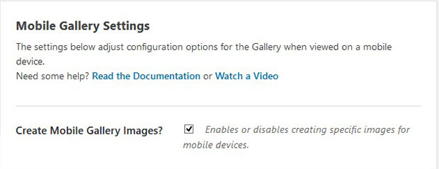 Enable Gallery for Mobile Devices