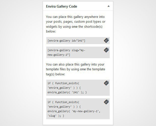 Envira Gallery Code