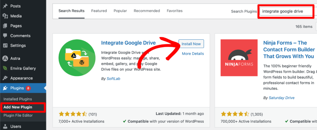 install the Integrate Google Drive plugin