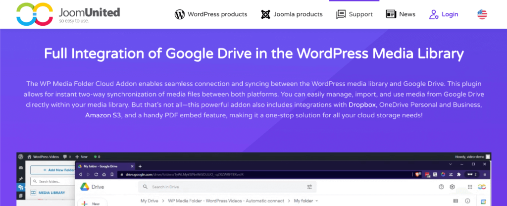 JoomUnited WP Media Folder Google Drive Integration