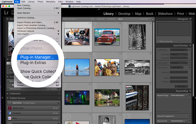 open lightroom plugin manager window