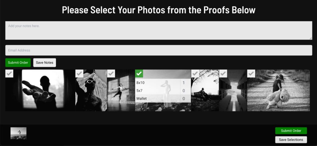 Client gallery for photographers to proof images