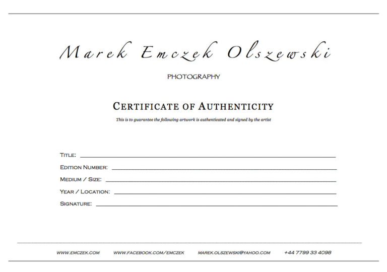 certificate of authenticity photography template
