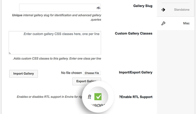 Click the checkbox and Update to enable RTL support