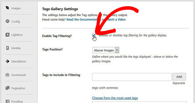 Enable Tag Filtering