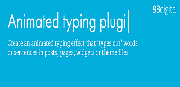 An Animated Typing Plugin banner, showing text in the process of being typed out, reading the name of the plugin