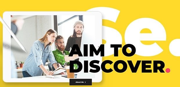 An Aoki Theme template predominantly featuring a bright, bold yellow