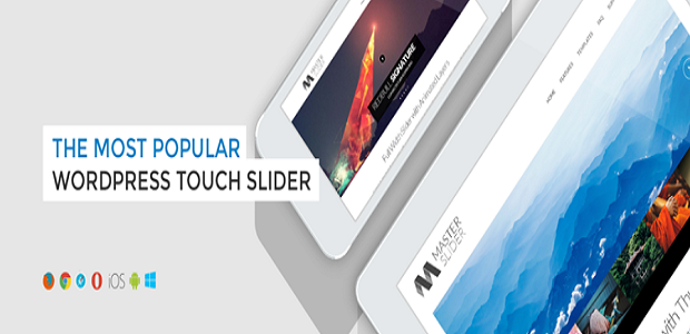 A Master Slider Plugin banner, showing a couple sliders on two different devices