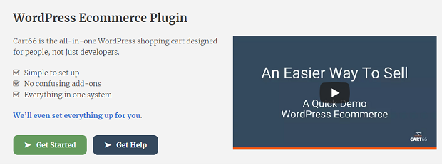 Cart66 banner, with a short list of the plugin's basic features