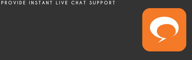 Live Chat Support plugin banner, with an orange chat bubble on a dark grey background