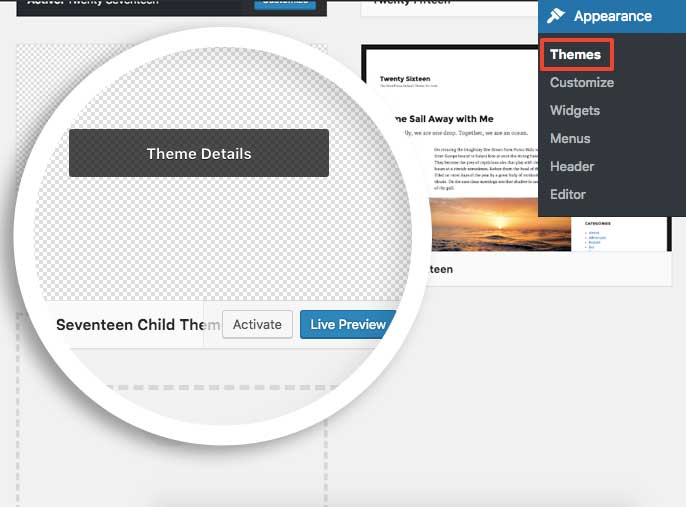 Activate the child theme to begin creating your custom template