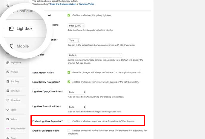 Enable Lightbox Supersize Option