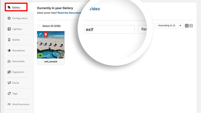 Use the search box to quickly find your Envira gallery images by title