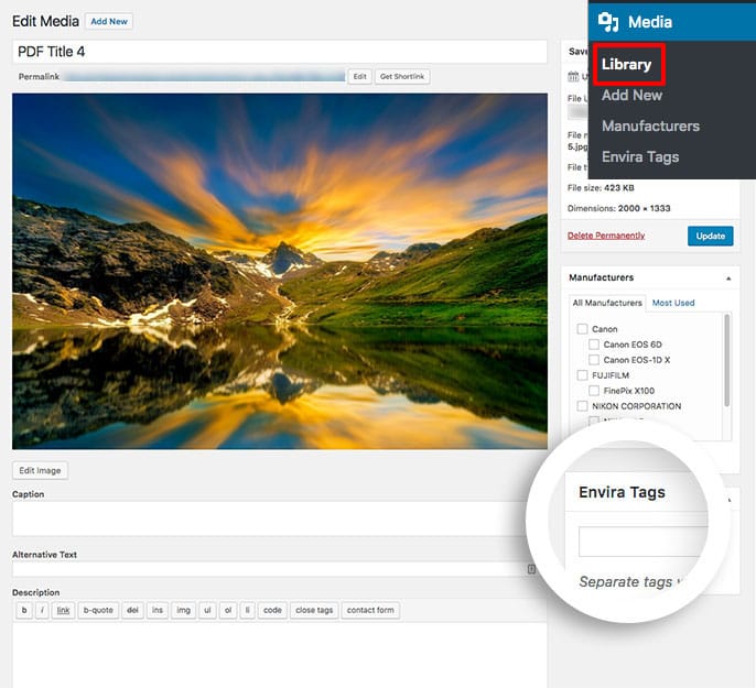 Add your Envira tags so that you can later create your tag based dynamic gallery