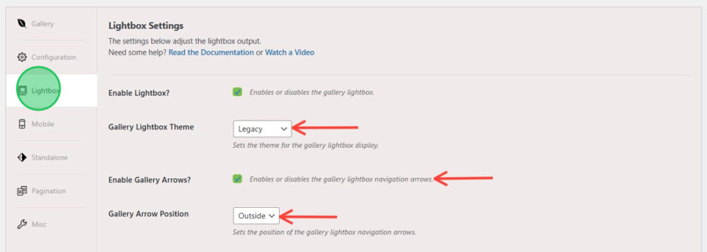 Lightbox Setting