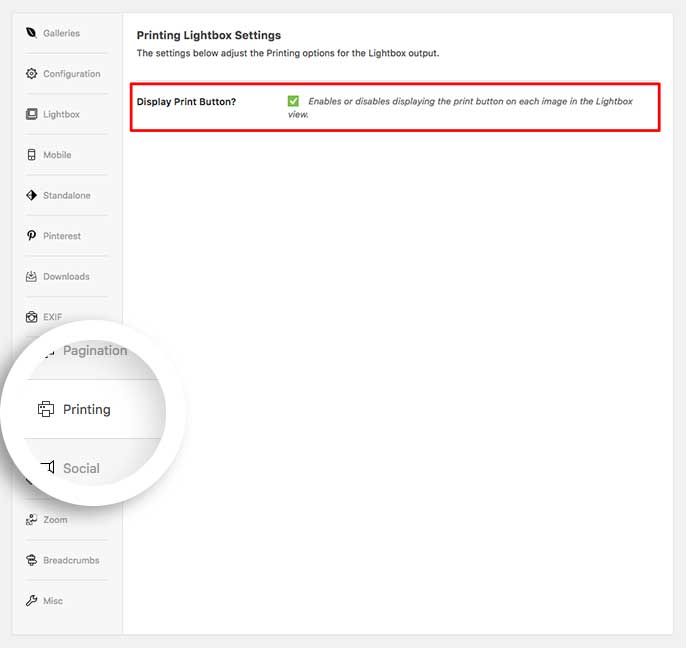 You can also enable the printing icon for your album lightbox images as well!