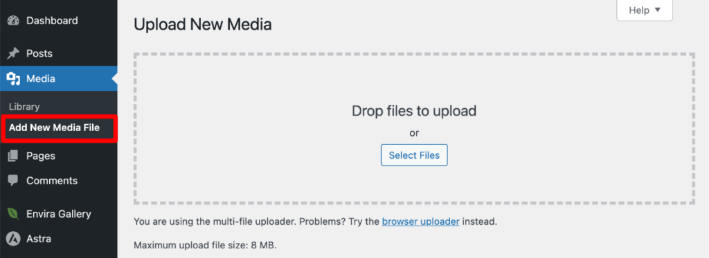 how to add an image to WordPress Media Library