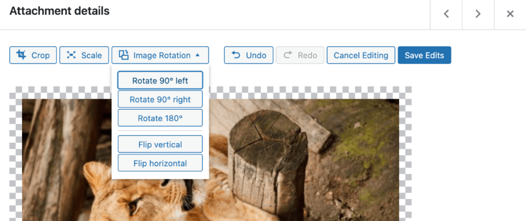 WordPress editor - image rotation