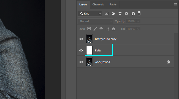Edits layer in layers panel