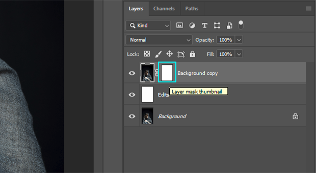 Layer mask thumbnail in Layers Panel