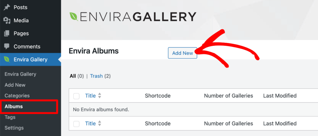 Envira Albums - Add New