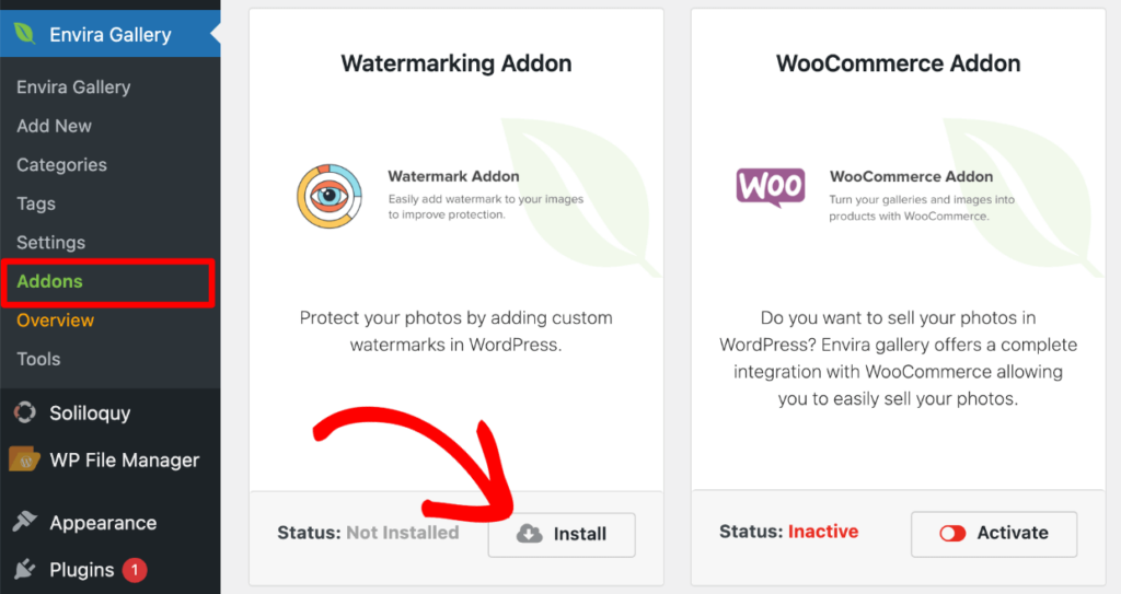 Install Watermarking Addon