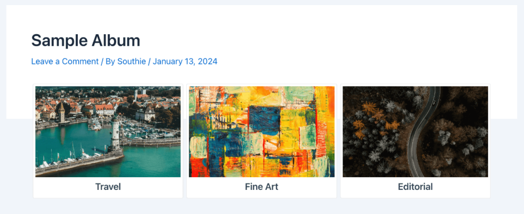 Photo Album in WordPress example