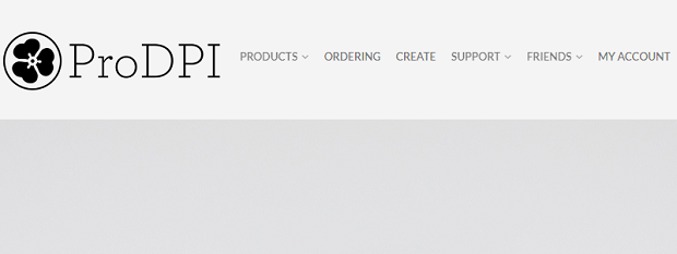 ProDPI's homepage, with a minimal, elegant white design