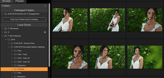 A set of wedding pictures loaded into On1