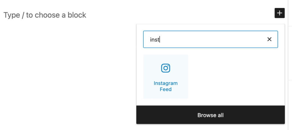 Smash Balloon Instagram Feed block in WP editor