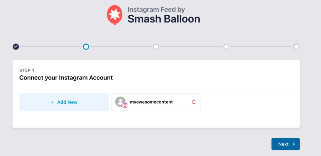 Smash Balloon Instagram Feed setup wizard