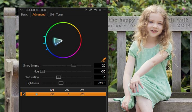The Advances Color Editor tab of Capture One