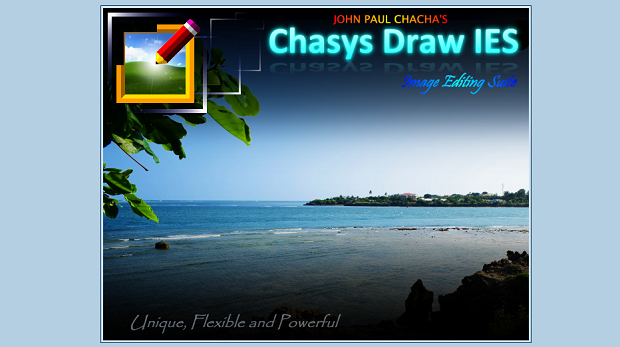 Chasys Draw IES banner, with a scenic beach in the background