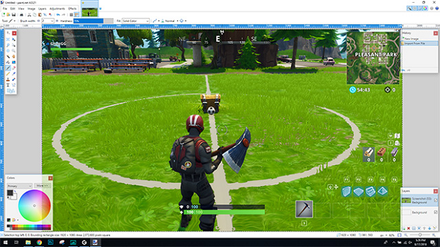 A screenshot of Fortnite open in Paint.NET