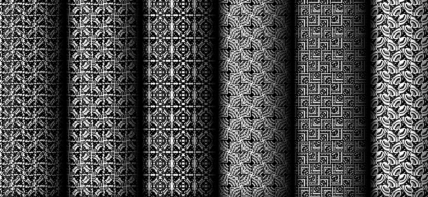 Several update black and white patterns lined up next to each other