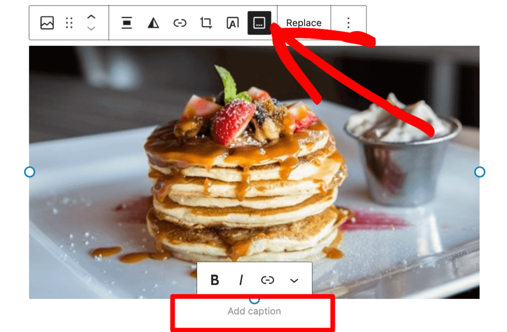 Add a WordPress image caption in the block editor