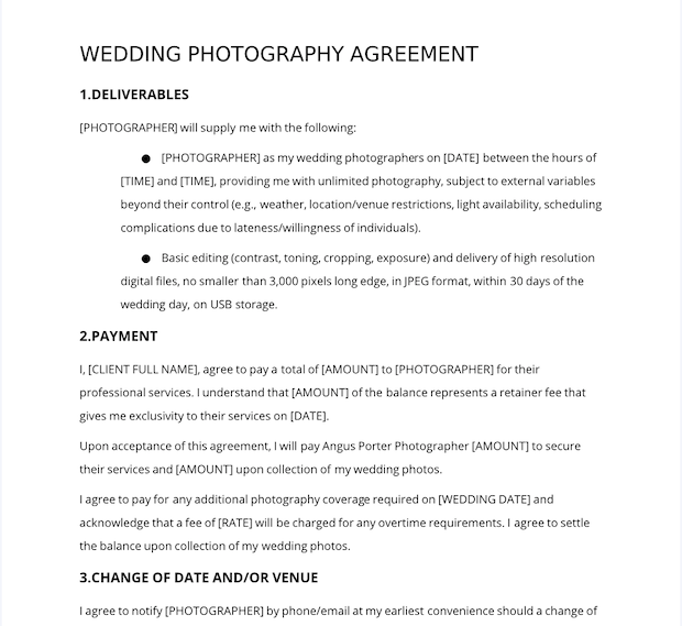 contract Wedding client information sheet photography Photoshop perfect for photographers and videographers Fonts Wedding day