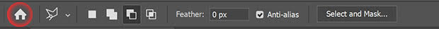 Home icon in Photoshop's toolbar