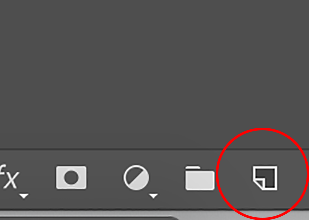 New Layer icon circled in red from Photoshop's Layers panel