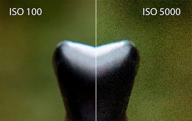 ISO 100 compared to ISO 5000 to show amount of digital noise